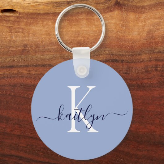 Porte-clés Monogramme Initial Nom Bleu (Verso)
