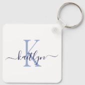 Porte-clés Monogramme Initial Nom Bleu (Dos)
