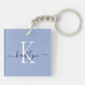 Porte-clés Monogramme Initial Nom Bleu (Dos)