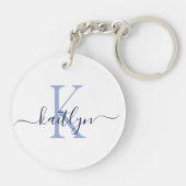 Porte-clés Monogramme Initial Nom Bleu (Dos)