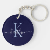 Porte-clés Monogramme Initial Nom Bleu Marine (Dos)