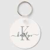 Porte-clés Monogramme Initial Nom Gris Noir (Verso)