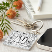 Porte-clés Monogramme Initial Personnalisé de Style (Devant Droit)