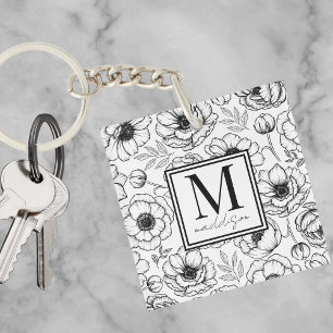 Porte-clés Monogramme Initial Personnalisé de Style