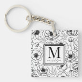 Porte-clés Monogramme initial personnalisé élégant (Devant)