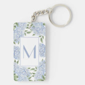 Porte-clés Monogramme Initial Simple Hydrangea Bleue Personna (Dos)