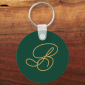 Porte-clés Monogramme Initial Vert de Logo d'Entreprise Marqu (Recto)