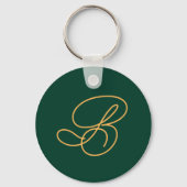 Porte-clés Monogramme Initial Vert de Logo d'Entreprise Marqu (Verso)