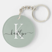 Porte-clés Monogramme Initial Vert Sauge (Dos)