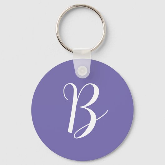 Porte-clés Monogramme Initial Violet Élégant (Recto)