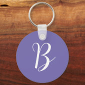 Porte-clés Monogramme Initial Violet Élégant (Recto)