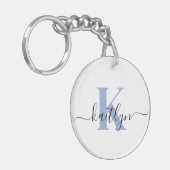 Porte-clés Monogramme initiale bleue nominative (Devant gauche)