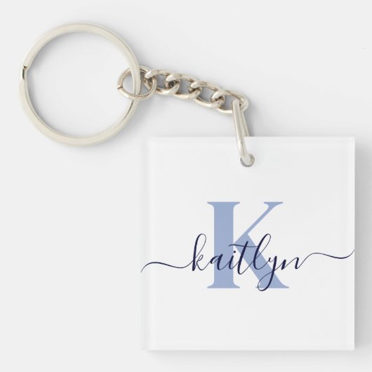 Porte-clés Monogramme initiale bleue nominative (Devant)