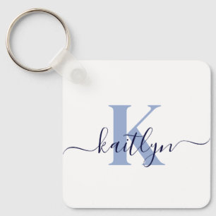 Porte-clés Monogramme initiale bleue nominative