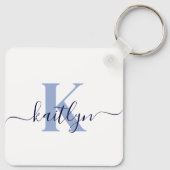 Porte-clés Monogramme initiale bleue nominative (Dos)