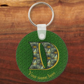 Porte-clés Monogramme Initiale D Fleurs Art Personnalisé (Recto)
