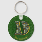 Porte-clés Monogramme Initiale D Fleurs Art Personnalisé (Verso)