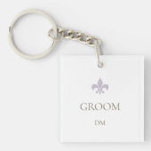 Porte-clés Monogramme Initiale du Marié Fleur de Lis Français (Devant)
