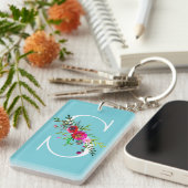 Porte-clés Monogramme initiale lettre S floral couleur person (Devant droit)