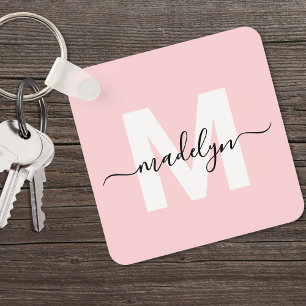 Porte-clés Monogramme Initiale Nom Rose Fardé