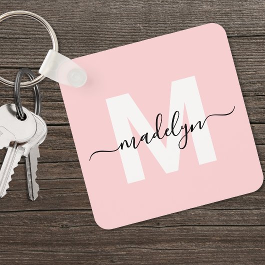 Porte-clés Monogramme Initiale Nom Rose Fardé