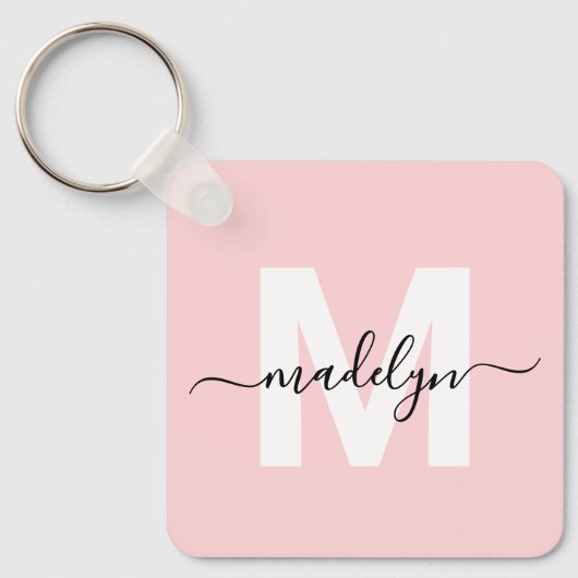 Porte-clés Monogramme Initiale Nom Rose Fardé (Recto)
