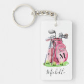 Porte-clés Monogramme Initiale Nom Rose Golf (Devant)