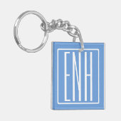 Porte-clés Monogramme Initiales 3 Modernes Gras | Bleu Clair (Devant gauche)