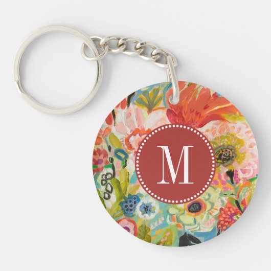 Porte-clés Monogramme | Jardin secret Floral III (Devant)