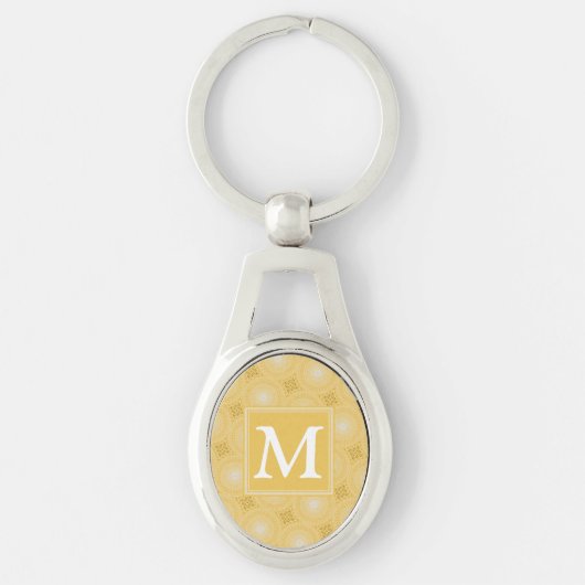 Porte-clés Monogramme jaune cercles motif (Devant)
