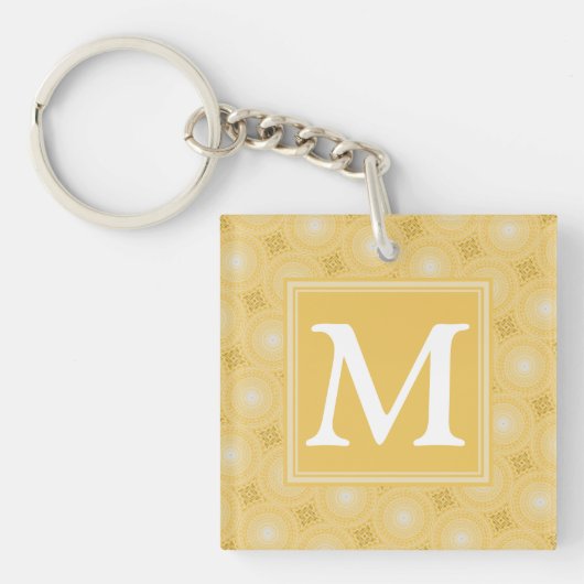 Porte-clés Monogramme jaune cercles motif (Devant)