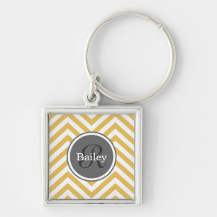 Porte-clés Monogramme jaune Chevron