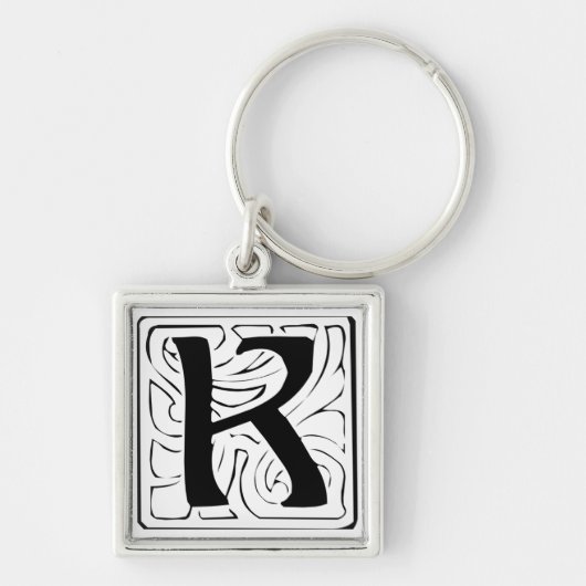 Porte-clés monogramme K noir blanc (Devant)