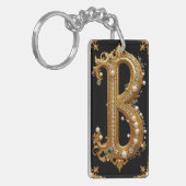 Porte-clés Monogramme Lettre B Or Avec Diamants et Perles (Devant gauche)