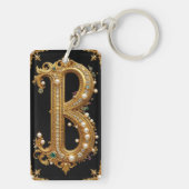 Porte-clés Monogramme Lettre B Or Avec Diamants et Perles (Dos)