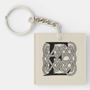 Porte-clés Monogramme lettre E Impression vintage nœud celtiq