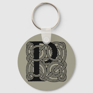 Porte-clés Monogramme lettre P Impression vintage nœud celtiq