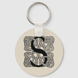 Porte-clés Monogramme Lettre S Impression Vintage Nœud Celtiq