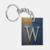 Porte-clés Monogramme Lettre W Avec Diamants Perles (Devant gauche)