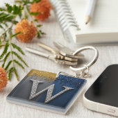 Porte-clés Monogramme Lettre W Avec Diamants Perles (Devant Droit)