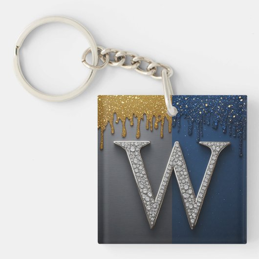Porte-clés Monogramme Lettre W Avec Diamants Perles (Devant)