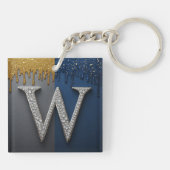 Porte-clés Monogramme Lettre W Avec Diamants Perles (Dos)