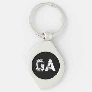 Porte-clés Monogramme Lettres Initiales Noir Blanc Simple