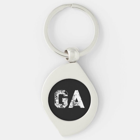 Porte-clés Monogramme Lettres Initiales Noir Blanc Simple (Devant)