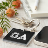 Porte-clés Monogramme Lettres Initiales Noir Blanc Simple (Devant Droit)