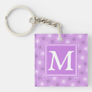 Porte-clés Monogramme lilas cercles pourpres motif