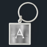 Porte-clés Monogramme Luxe Argent Faux Acier Inoxydable<br><div class="desc">Chaîne de clés métallique élégante en faux acier inoxydable argenté de luxe. Ces porte-clés peuvent être personnalisés pour inclure votre initiale et votre prénom. Ces porte-clés font de superbes cadeaux pour les anniversaires,  les douches de mariée ou les enterrements de vie de jeune fille.</div>