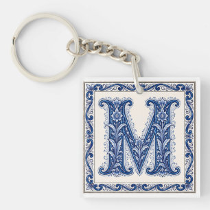 Porte-clés Monogramme M d'héritage norvégien - Bleu