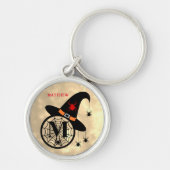 Porte-clés Monogramme M Halloween Sky Witch Nom des araignées (Devant)