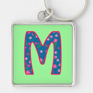 Porte-clés Monogramme M Porte - clé Personnalisé, Motif Flora